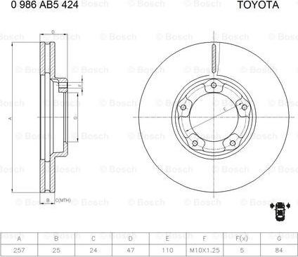 BOSCH 0 986 AB5 424 - Тормозной диск autosila-amz.com