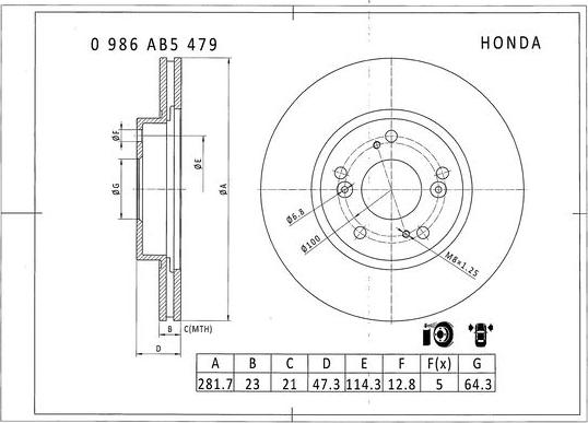 BOSCH 0 986 AB5 479 - Тормозной диск autosila-amz.com
