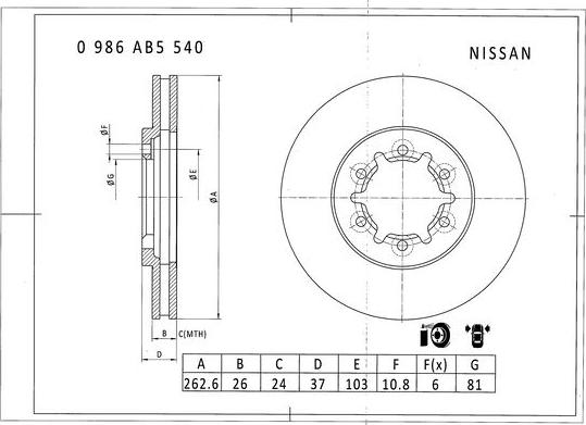 BOSCH 0 986 AB5 540 - Тормозной диск autosila-amz.com