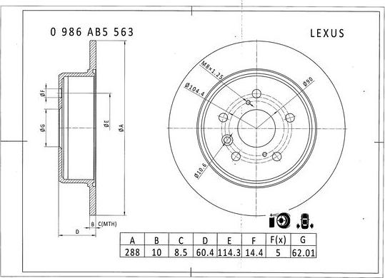 BOSCH 0 986 AB5 563 - Тормозной диск autosila-amz.com