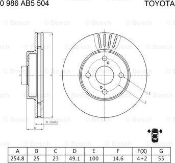 BOSCH 0 986 AB5 504 - Тормозной диск autosila-amz.com