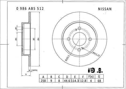 BOSCH 0 986 AB5 512 - Тормозной диск autosila-amz.com