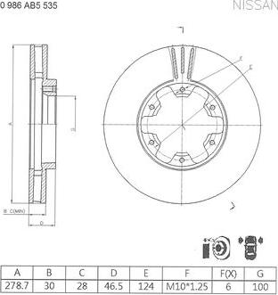 BOSCH 0 986 AB5 535 - Тормозной диск autosila-amz.com