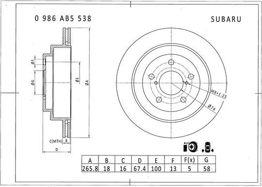 BOSCH 0 986 AB5 538 - Тормозной диск autosila-amz.com