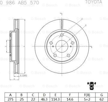 BOSCH 0 986 AB5 570 - Тормозной диск autosila-amz.com