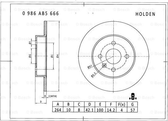 BOSCH 0 986 AB5 666 - Тормозной диск autosila-amz.com