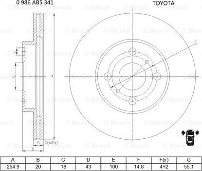 BOSCH 0 986 AB5 341 - Тормозной диск autosila-amz.com