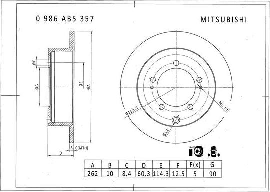 BOSCH 0 986 AB5 357 - Тормозной диск autosila-amz.com
