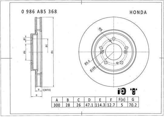 BOSCH 0 986 AB5 368 - Тормозной диск autosila-amz.com