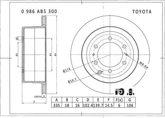 BOSCH 0 986 AB5 300 - Тормозной диск autosila-amz.com