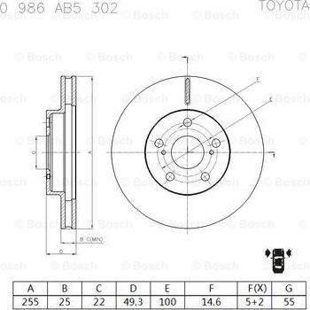 BOSCH 0 986 AB5 302 - Тормозной диск autosila-amz.com