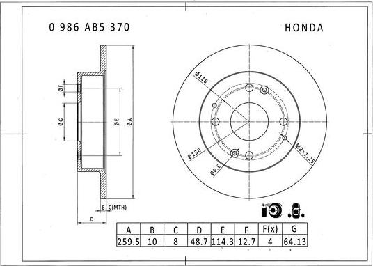 BOSCH 0 986 AB5 370 - Тормозной диск autosila-amz.com