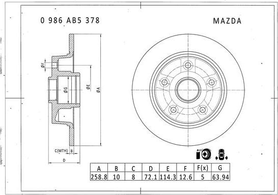 BOSCH 0 986 AB5 378 - Тормозной диск autosila-amz.com