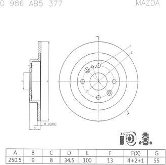 BOSCH 0 986 AB5 377 - Тормозной диск autosila-amz.com