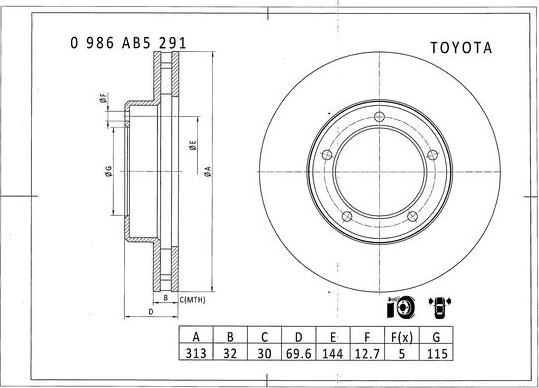 BOSCH 0 986 AB5 291 - Тормозной диск autosila-amz.com