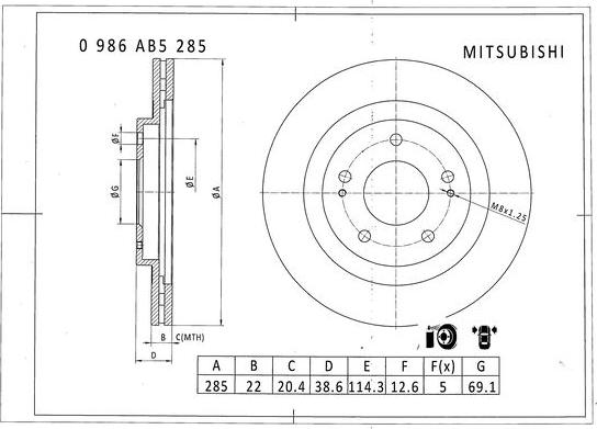 BOSCH 0 986 AB5 285 - Тормозной диск autosila-amz.com