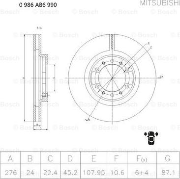 BOSCH 0 986 AB6 990 - Тормозной диск autosila-amz.com