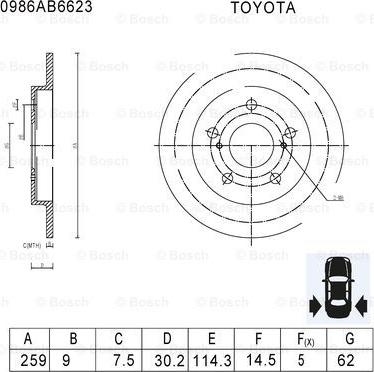 BOSCH 0 986 AB6 623 - Тормозной диск autosila-amz.com