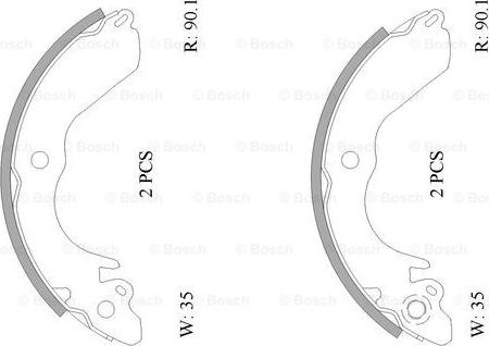 BOSCH 0 986 AB0 837 - Комплект тормозных колодок, барабанные autosila-amz.com