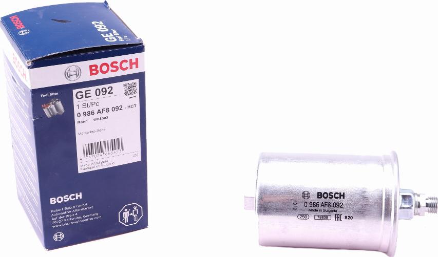 BOSCH 0 986 AF8 092 - Фильтр топливный MB W202/W124/W460/W126/W201 1.8-6.0 -00 autosila-amz.com