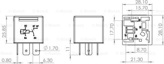 BOSCH 0 986 AH0 204 - Реле электромагнитное 24V 5-ти контактное (20A) с сопротивлением BOSCH autosila-amz.com