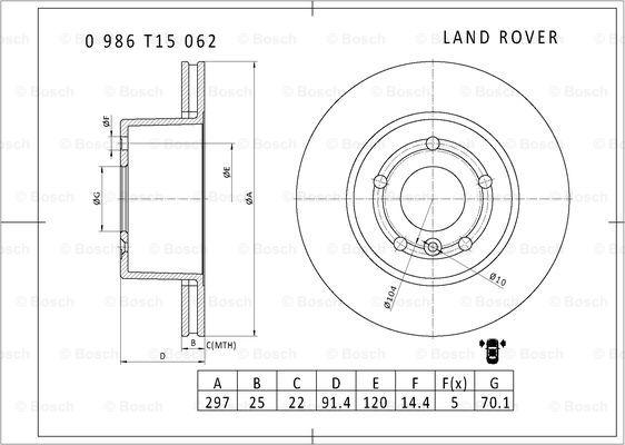 BOSCH 0 986 T15 062 - Тормозной диск autosila-amz.com