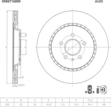 BOSCH 0 986 T16 009 - Тормозной диск autosila-amz.com