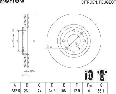 BOSCH 0 986 T16 896 - Тормозной диск autosila-amz.com