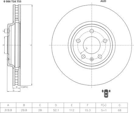 BOSCH 0 986 T16 755 - Тормозной диск autosila-amz.com