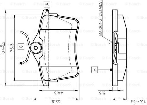 BOSCH 0 986 TB3 091 - Тормозные колодки, дисковые, комплект autosila-amz.com