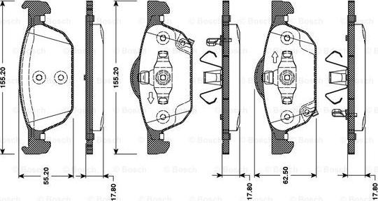 BOSCH 0 986 TB3 092 - Тормозные колодки, дисковые, комплект autosila-amz.com