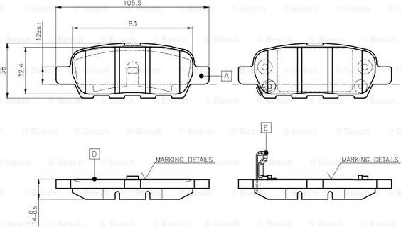 BOSCH 0 986 TB2 417 - Тормозные колодки, дисковые, комплект autosila-amz.com