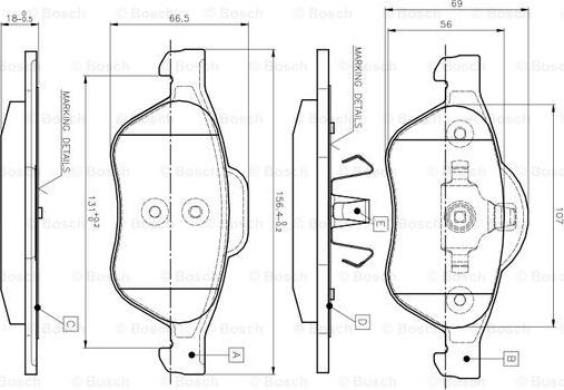 BOSCH 0 986 TB2 434 - Тормозные колодки, дисковые, комплект autosila-amz.com