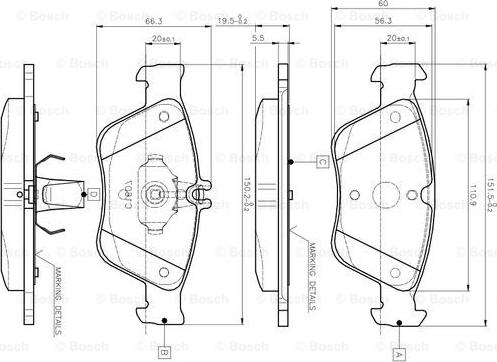 BOSCH 0 986 TB2 033 - Тормозные колодки, дисковые, комплект autosila-amz.com