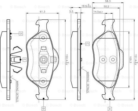 BOSCH 0 986 TB2 812 - Тормозные колодки, дисковые, комплект autosila-amz.com