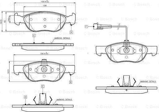 BOSCH 0 986 TB2 282 - Тормозные колодки, дисковые, комплект autosila-amz.com