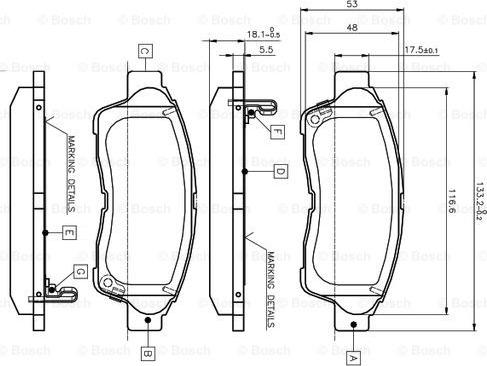 BOSCH 0 986 TB2 222 - Тормозные колодки, дисковые, комплект autosila-amz.com