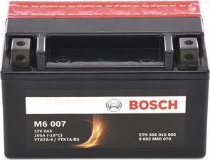BOSCH 0 092 M60 070 - Аккумулятор BOSCH M6 AGM (cухозаряженная) 6 А/ч Прямая 93x87x150 EN105 А autosila-amz.com