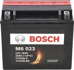 BOSCH 0 092 M60 230 - аккумуляторная батарея! евро 18Ah 250A 175/87/155 YTX20L-4 YTX20L-BS moto AGM\ autosila-amz.com
