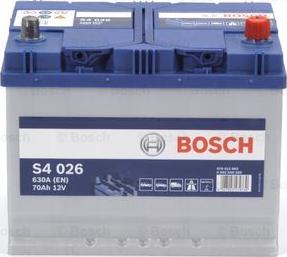 BOSCH 0 092 S40 260 - Аккумулятор S4 12V 70Ah 630A 261х175х220 Полярность 0 Клеммы 1 Крепление B01 0092S40260 Bosch autosila-amz.com