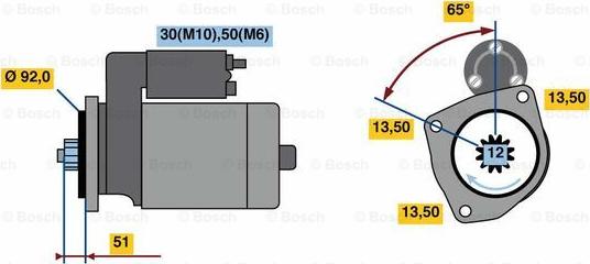 BOSCH 0 001 261 002 - Стартер autosila-amz.com