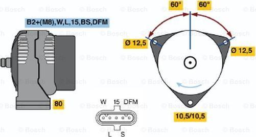 BOSCH 0 124 555 032 - Генератор autosila-amz.com