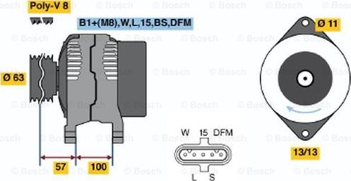 BOSCH 0 124 555 028 - Генератор  28v, 80a autosila-amz.com