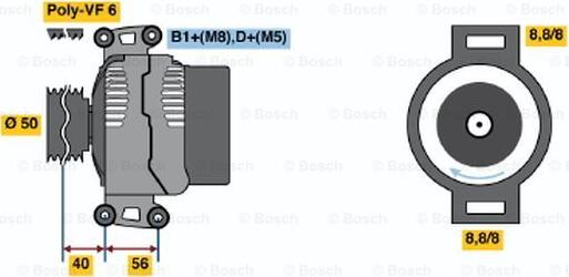 BOSCH 0 124 515 114 - Генератор 14v, 120a autosila-amz.com