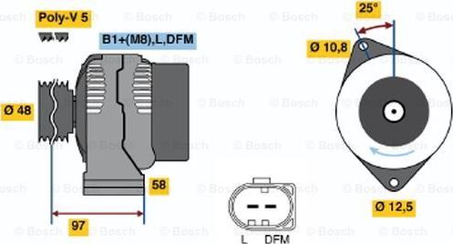 BOSCH 0 124 225 011 - Генератор autosila-amz.com