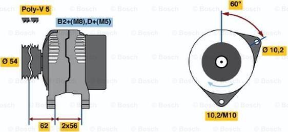 BOSCH 0 124 225 041 - Генератор autosila-amz.com