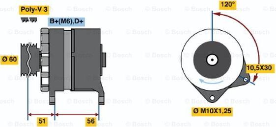 BOSCH 0 120 488 274 - Генератор autosila-amz.com