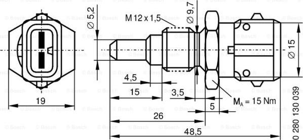 BOSCH 0 280 130 039 - датчик температуры воздуха!\ Audi 100, Citroen Xantia, Honda Civic/Accord 1.4-4.0i 83> autosila-amz.com