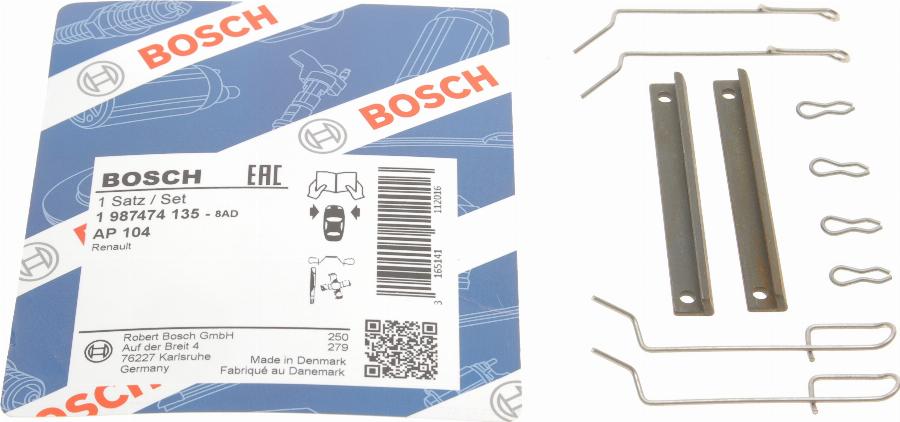 BOSCH 1 987 474 135 - Комплектующие для колодок дискового тормоза autosila-amz.com