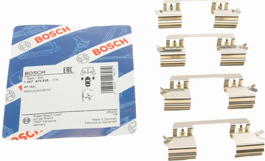 BOSCH 1 987 474 838 - Комплектующие для колодок дискового тормоза autosila-amz.com